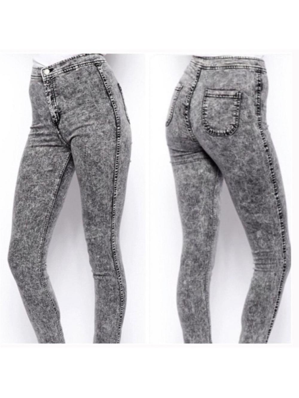 American Apparel High-Waisted Acid-Wash Stretch Skinny Easy Jeans